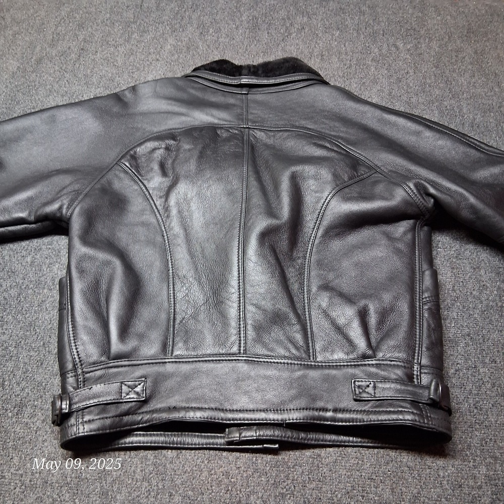 Vintage Sherling Original Leather Jacket Adult Size Small Black V Neck VERY NICE - Picture 5 of 8